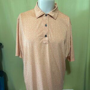 Footjoy Peach Orange Floral 3 Button Men's Polo Shirt Size Large